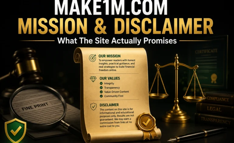 Make1m.com Mission, Values & Disclaimer What the Site Actually Promises